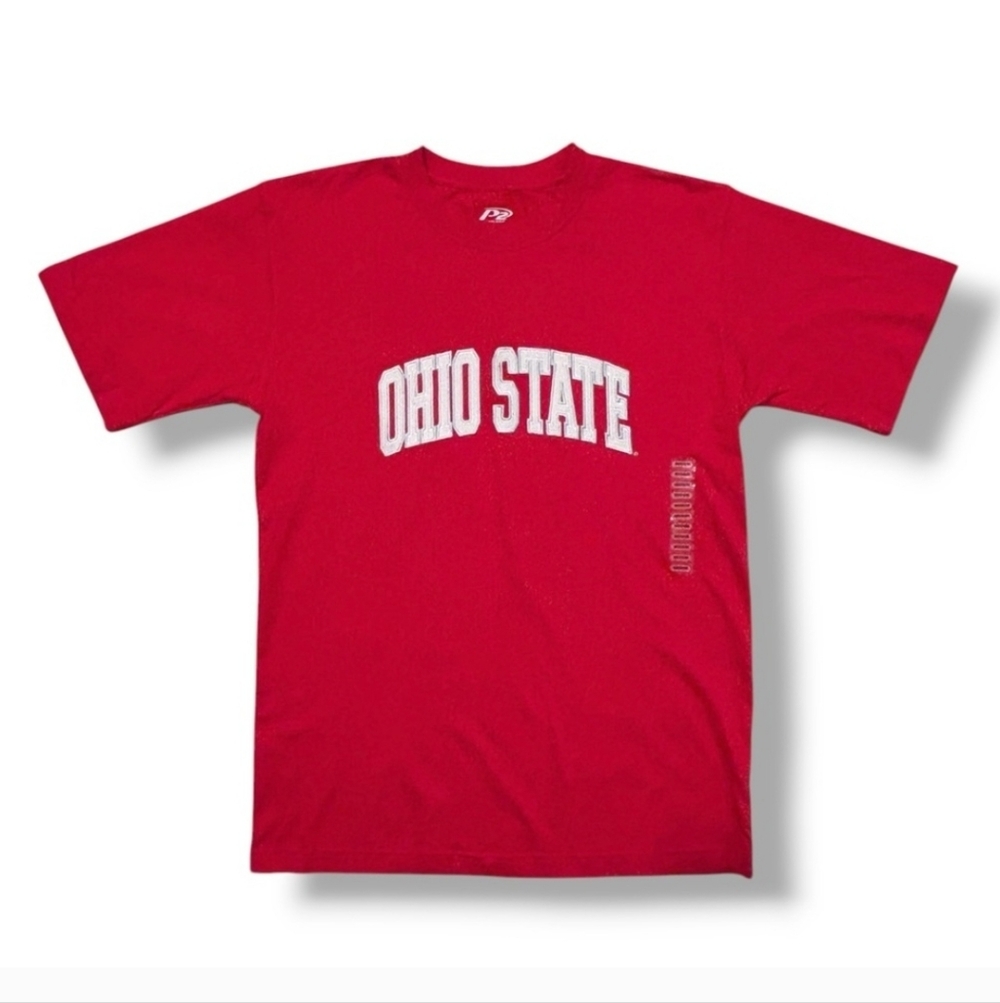 P2 by PRO PLAYER Red Crew Short Sleeve Shirt Embroidered Ohio State Arched Text